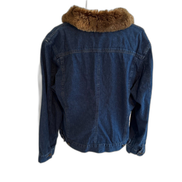 Marisa Christina | Vintage Fur Trim Denim Jean Jacket Size Large - Picture 7 of 12